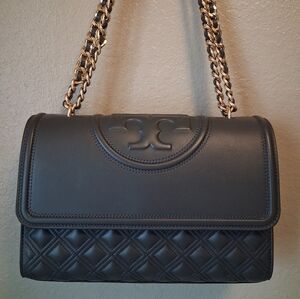 Tory Burch Dark Gray Quilted Shoulder Bag